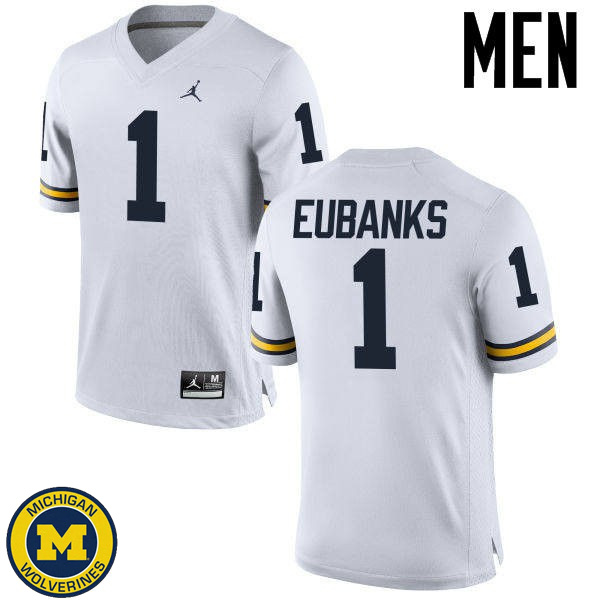 Mens Michigan Wolverines #1 Nick Eubanks White Football Jersey